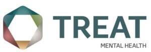 Treat Mental Health logo: A multi-colored hexagon graphic with the text "TREAT MENTAL HEALTH" in dark teal.